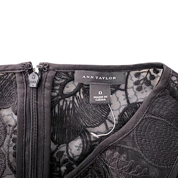 ANN TAYLOR NWOT Midnight floral midi dress in Black & Cream Size 0 - Picture 7 of 7